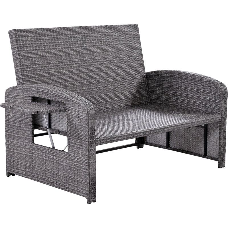 Lit de jour inclinable pour 2 personnes avec dossier et coussins réglables, Blanc / gris
