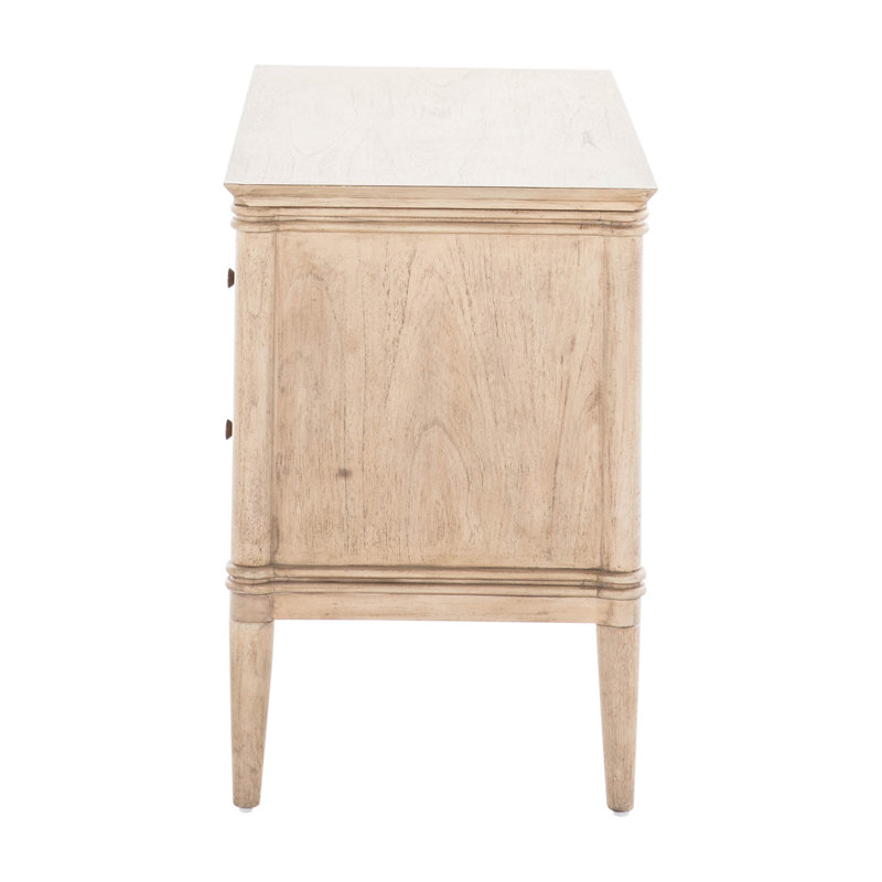 Linnea 2 - Drawer Solid Wood Nightstand in Brushed Blonde Natural/Antique Bronze