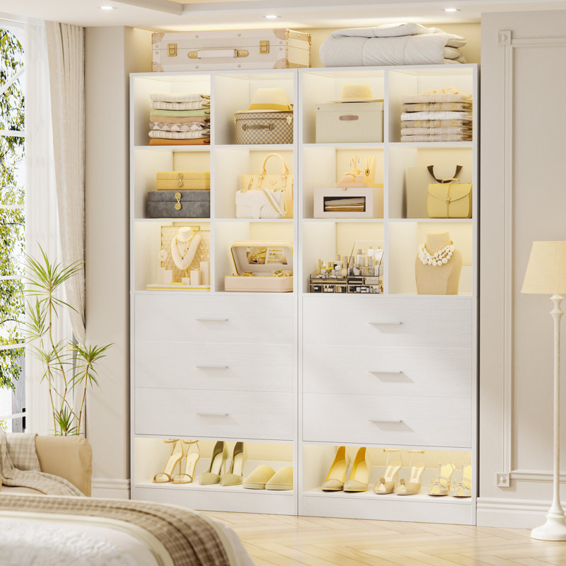 Système de rangement de garde-robe autoportant 47,2 po avec 6 tiroirs, organisateur modulaire avec étagère à chaussures