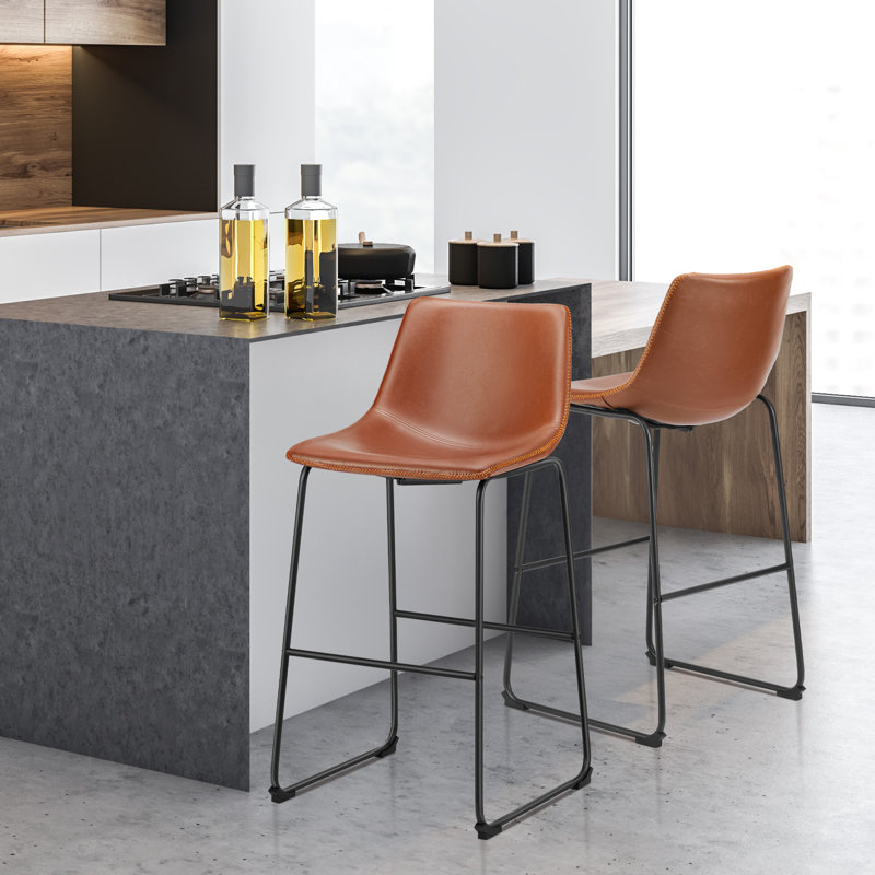 Tabouret de salle à manger rembourré Modern, Brun, 2 pièces, Bar Stool (29" Seat Height)