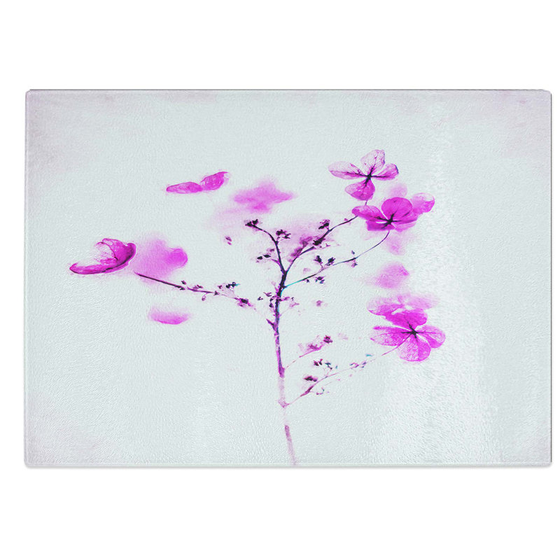 Glass Hydrangeas in Abstract Chopping Board, 28.5 cm W x 20 cm L