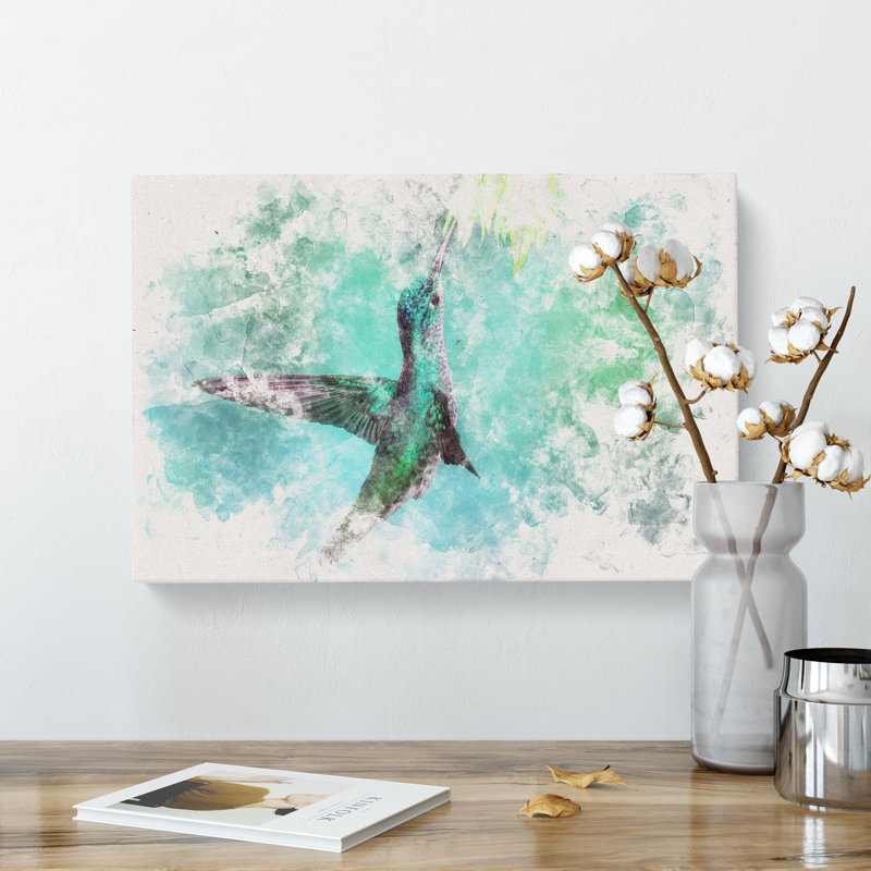 Green Hummingbird - Wrapped Canvas, 40cm H x 60cm W x 3cm D