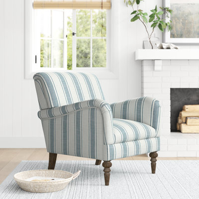 Kandyn 29.7" W Modern Soft Stripe Upholstered Swivel Barrel Chair with Removable Cushion