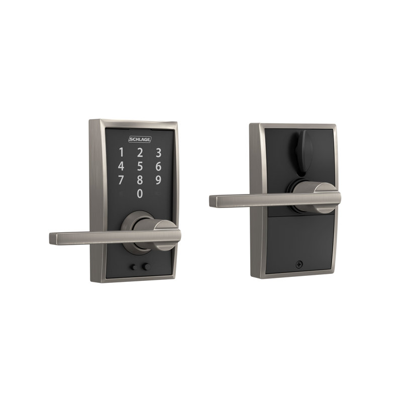 Poignée de porte sans clé à écran tactile en acier nickel satiné Schlage