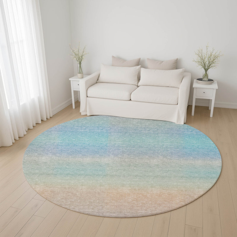Premium Machine Washable Lubbers AMF1735 Squares Rug, Round 8'