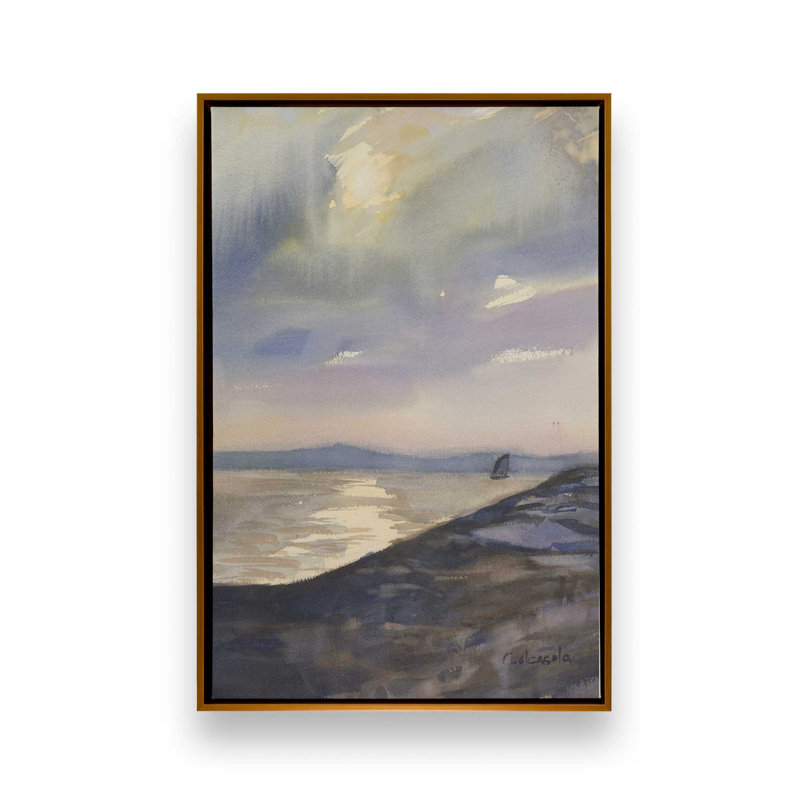 «Evening Sail» par Stephen Calcasola, reproduction d'art sur toile, H 36 po x l 24 po, Doré