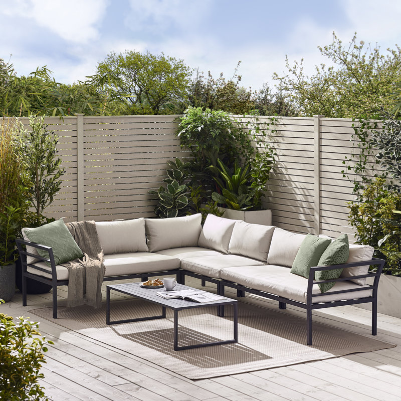 Canapé d'angle et table basse d'extérieur pour 6 personnes Alanzo - Style minimaliste moderne