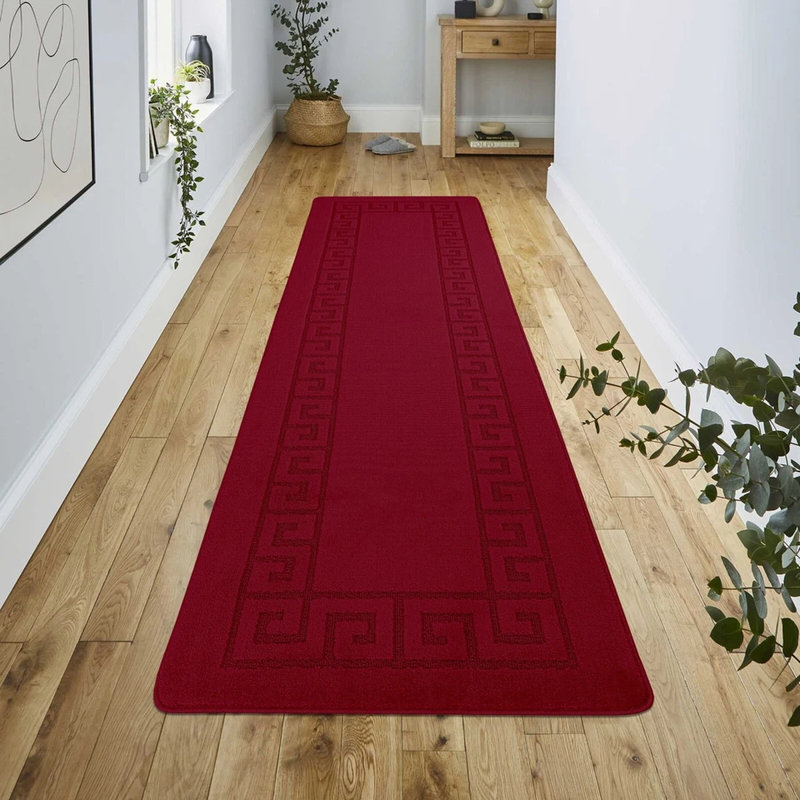 Red Non Slip ROCCO Area Rugs & Runners – Luxury Living Room Carpet, Bedroom Rug, Kitchen Floor Mat & Hallway Door Mat