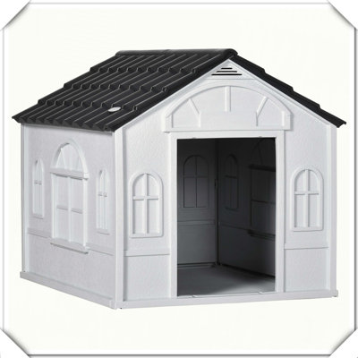 Water Resistant Plastic Dog House Indoor Outdoor Easy Assemble Door