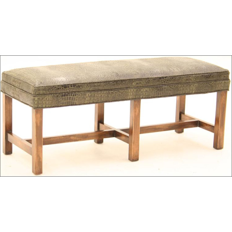 Upholstered Bench, Bella Pearl Performance Velvet, Brushy Bayou, Old Gold E