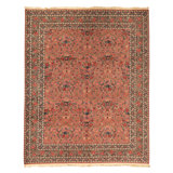 Hand Knotted Wool Oriental Area Rug in Rose And Green