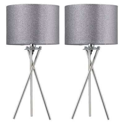 Hamera 52Cm Polished Chrome Tripod Table Lamp Set