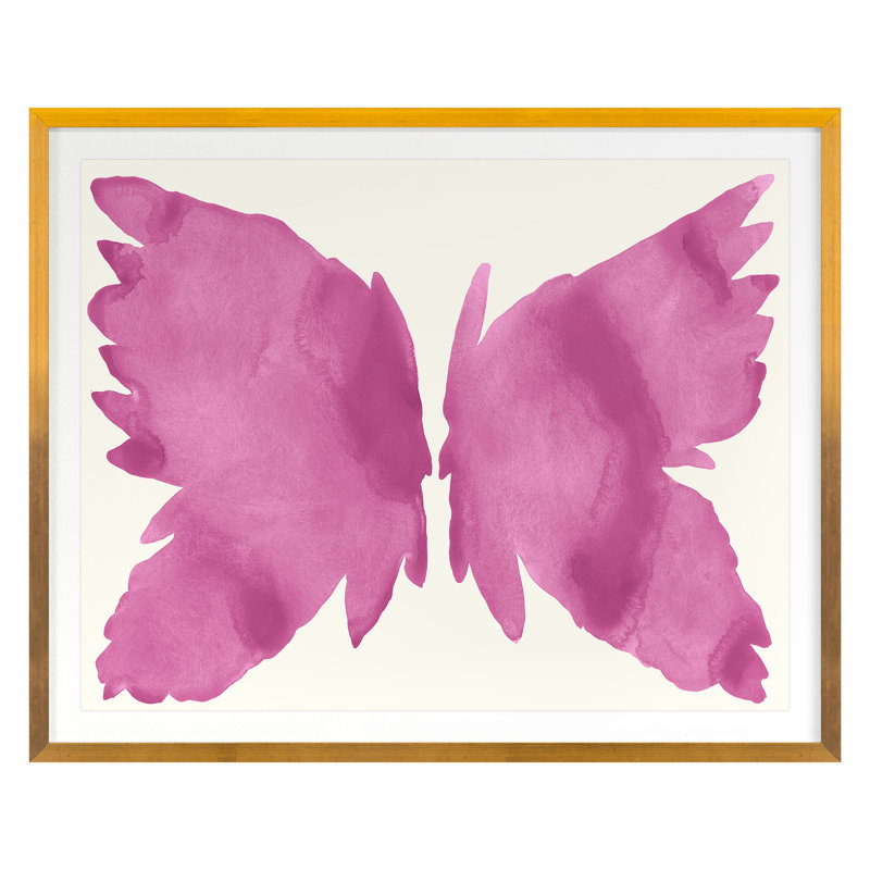Pink Bird Print by Kate Roebuck, Gold, 25" H x 31" W 