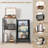 Multi-Function Brown And Black Record Player Stand With Large Vinyl Storage