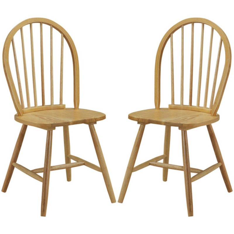 Natural Oak High Back Windsor Side Chair Set