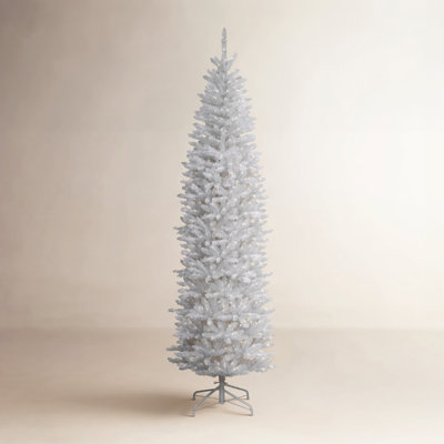 The Holiday Aisle® Kingswood Fir White Pencil Tree with Clear Lights