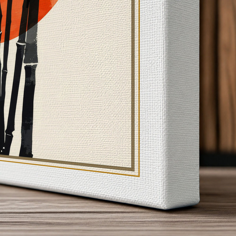 Bamboo Under Moon Japandi - Wrapped Canvas, 36x24 - 91.4 x 61.0 cm, White Border