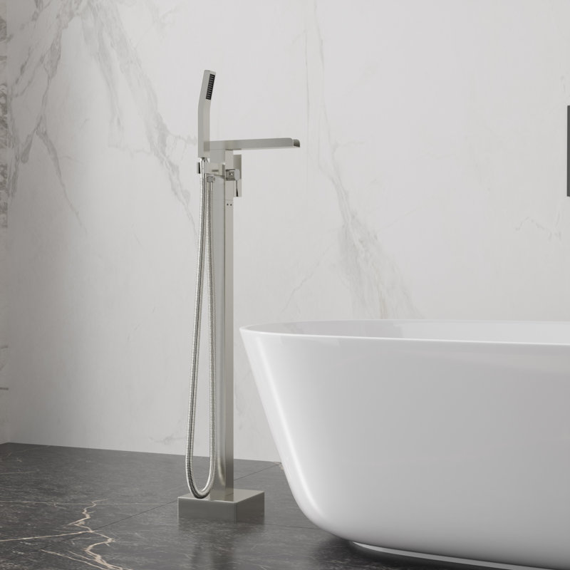 Floor Tub Spout with Diverter, Brushed Nickel
