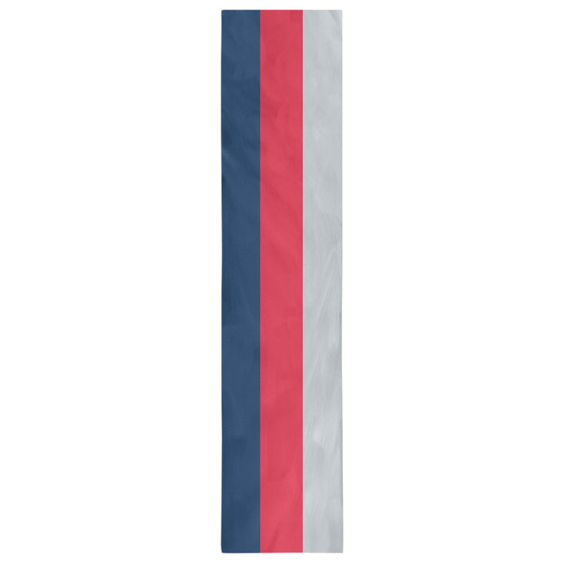 Miami Basketball Table Runner, 90" L x 16" W, Poly Twill, Navy Blue/Red/Silver