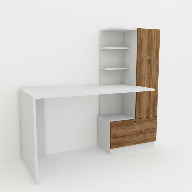 Brosnan Computer Desk, Walnut/White