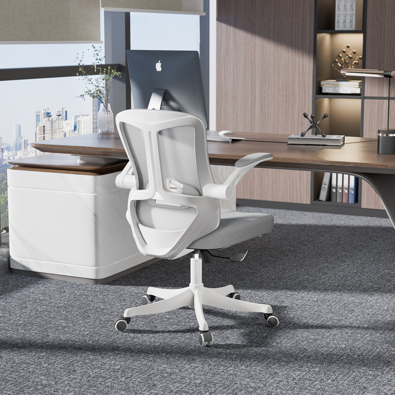 Office Chair, Ergonomic Comfort Home Desk Chair, Mid Back Gaming Chair with Wheels, Adjustable Height, Lumbar Support, Flip-up Armrest