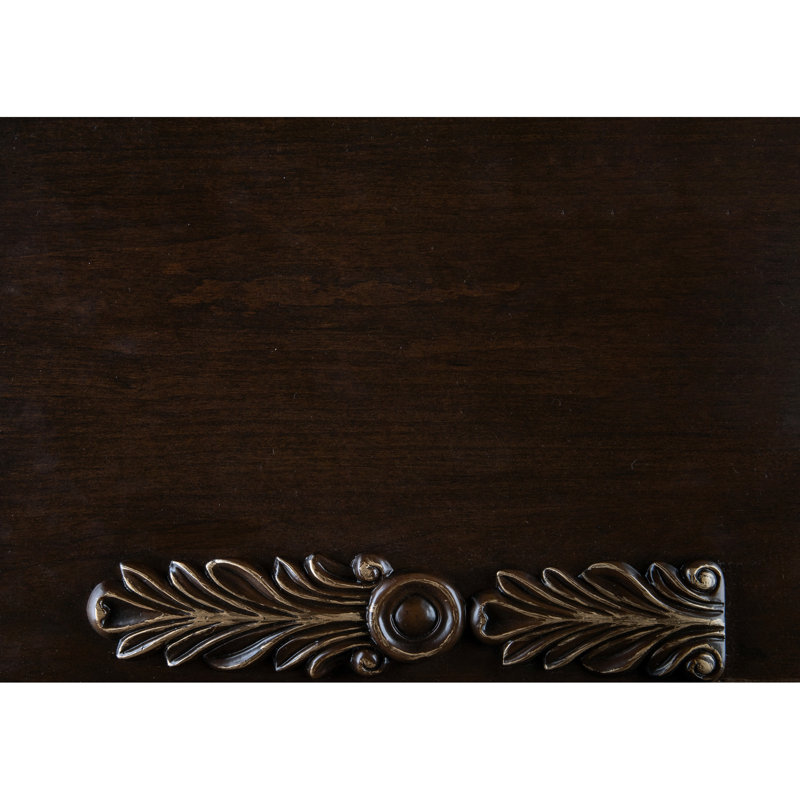 Table de bout rectangulaire en marbre de luxe formelle 1Pc avec finition cerisier et bords dorés, pieds classiques, pour les espaces de vie traditionnels