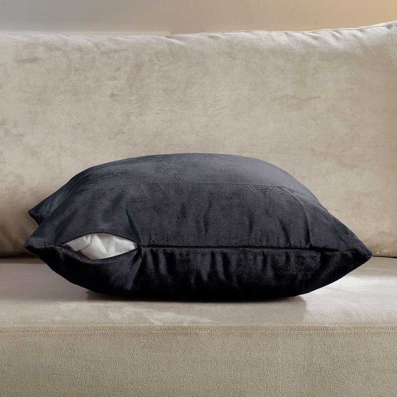 Housse de coussin en velours mat 1pc, Carré 14 po, Eigengrau