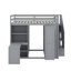 Lit mezzanine double avec garde-robe, bureau et tablettes-683491150