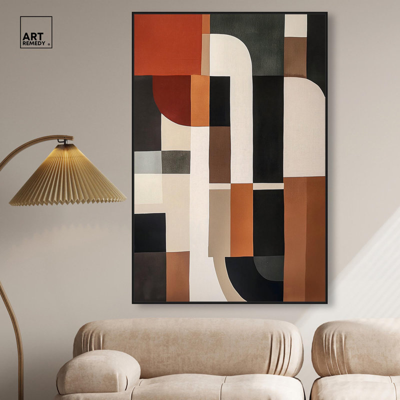 Jahns 'Abstraction II, toile par Art Remedy, H 55 po x l 37 po, Noir, Cadre flottant