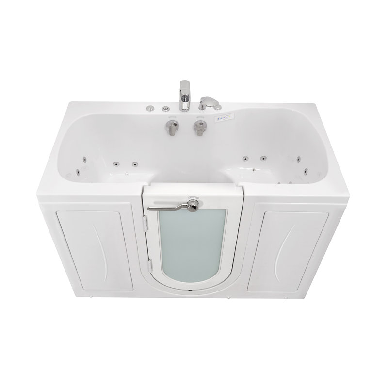 Ella Tub4Two 32"x60" Hydro + Air Massage w/ Independent Foot Massage Acrylic Two Seat Walk in Tub, Left Outswing Door, 2 Piece Fast Fill Faucet, 2" Dual Drains