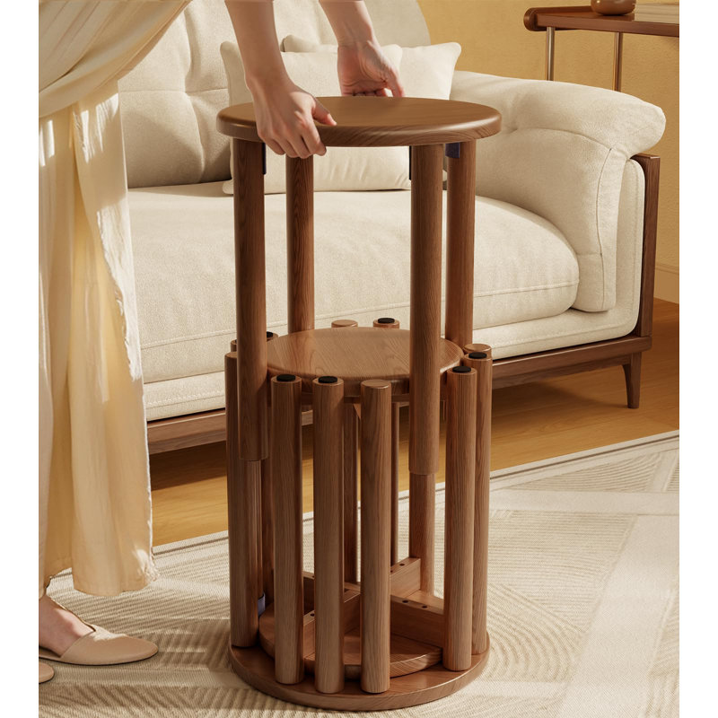 Stackable Stools Set of 4,Nesting Table, Walnut
