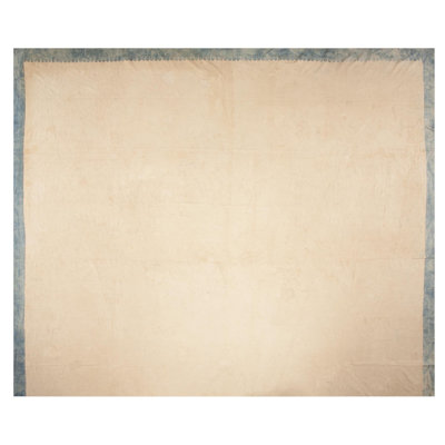 Solid Ivory Cream Color Field Antique large Size Square Shape Cotton Dhurrie Rug