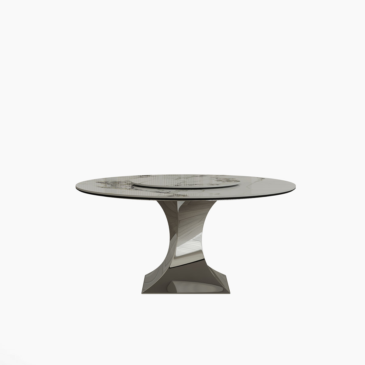 Brayden Studio 59" Round Sintered Stone Dining Table Set With Gold ...