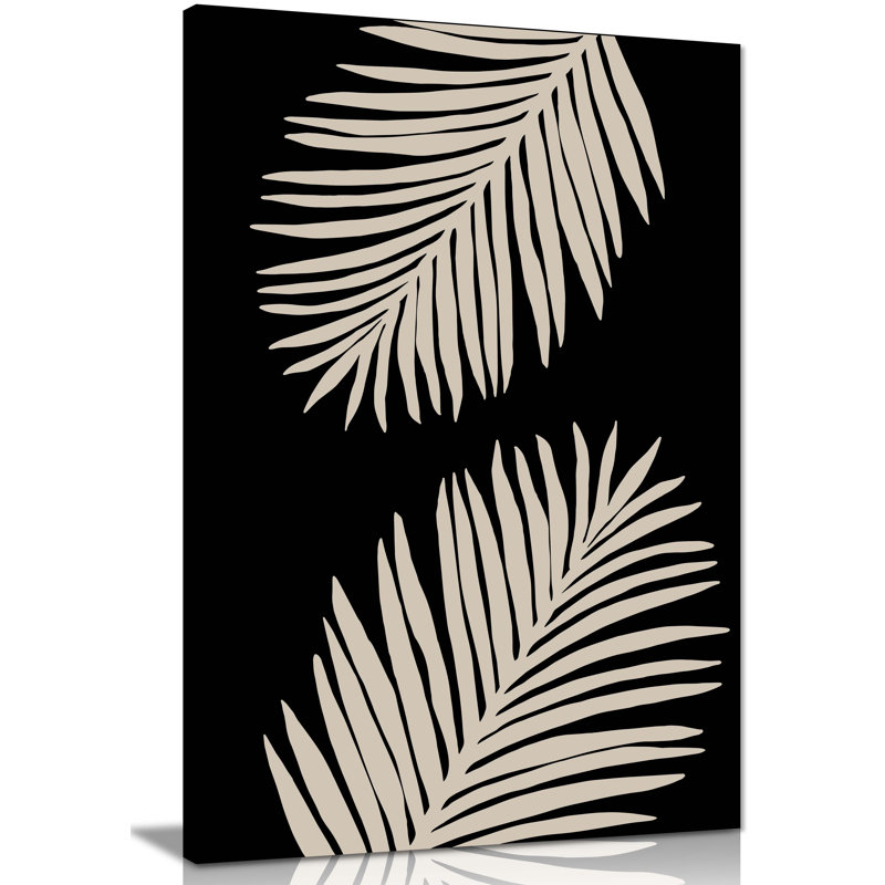 Abstract Graphic Palm Leaves - Wrapped Canvas Print, 31cm H x 20cm W