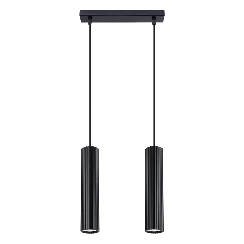 Bonina - Light Brushed Nickel Pendant, 13cm W x 14cm D, Black, 2 Lights