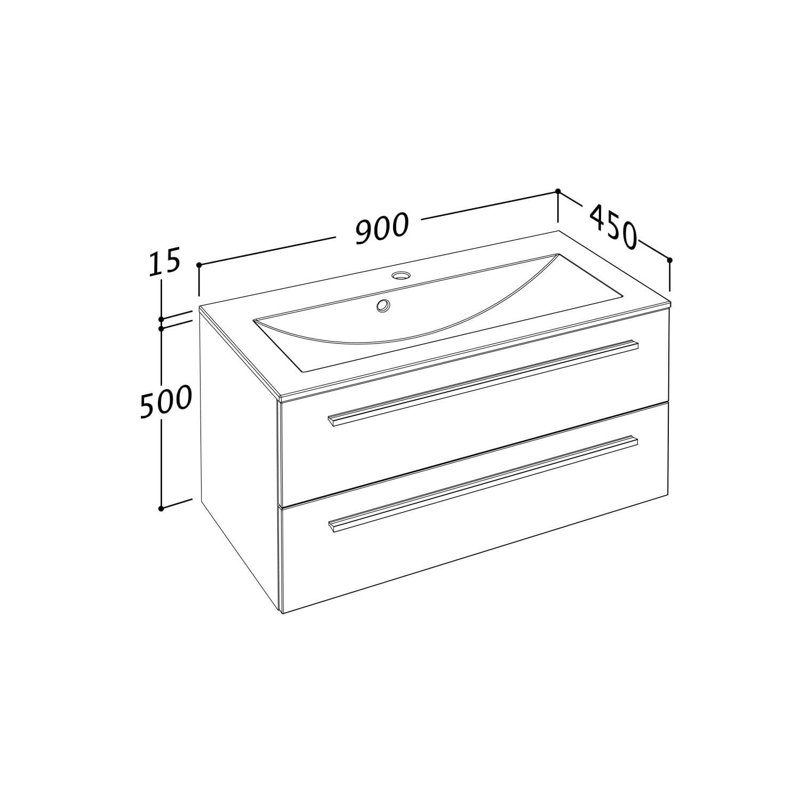 Libato 900mm Wall Mounted Vanity Unit Base, White