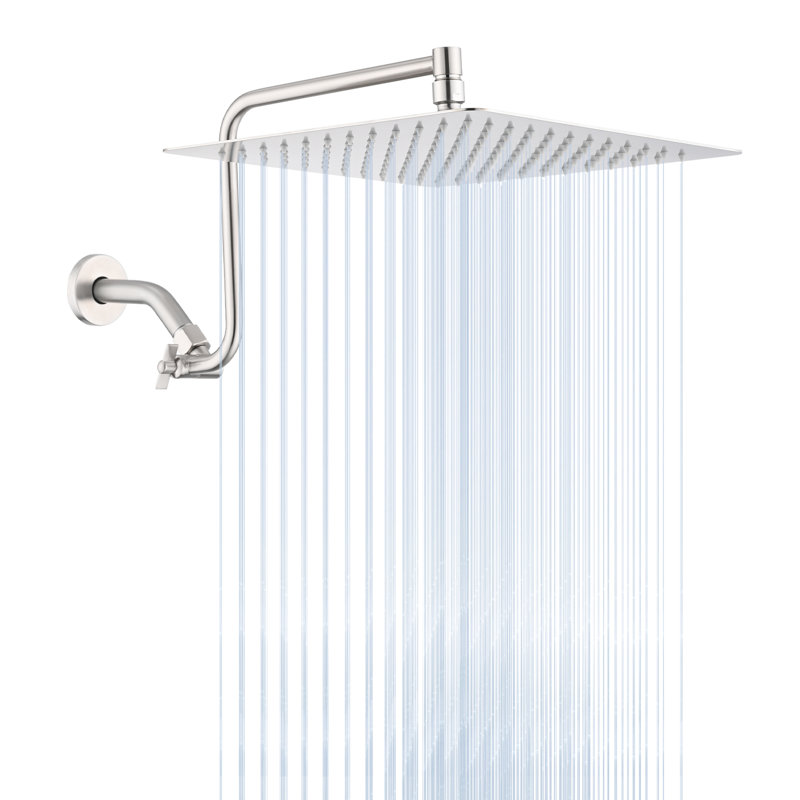 Pomme de douche carrée 12 "avec bras d'extension réglable, bras pour fixation murale