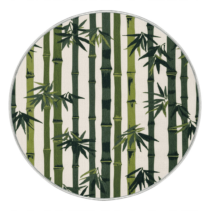 Machine Washable Nature Beige Area Rug, Round 3'