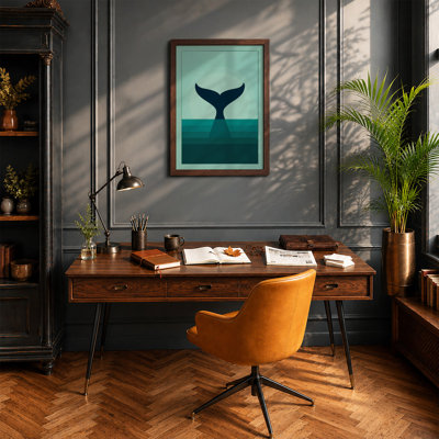 Whale Tail Rising Minimalist - Framed Print