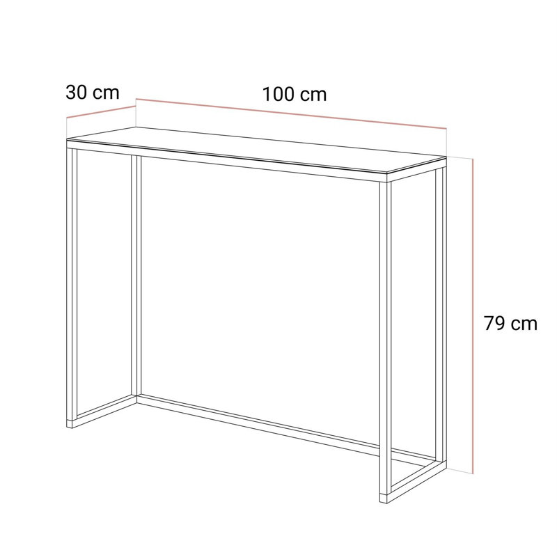 Glass Top Console Table, 100 cm, gold chrome/ white glass