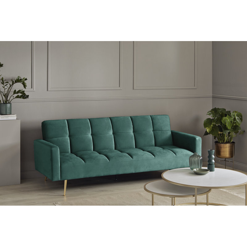 Shiflet 213Cm Velvet Square Arm Sofa, Green