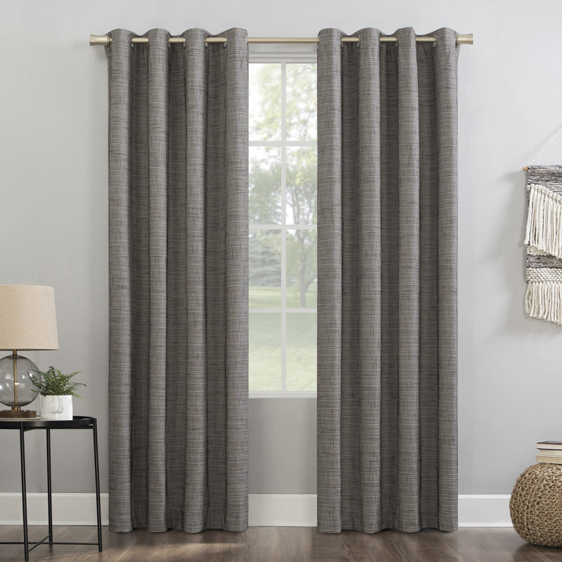 Panneau de rideau 100% occultant avec œillets Burlap Weave, L 52 po x L 84 po, Champignon