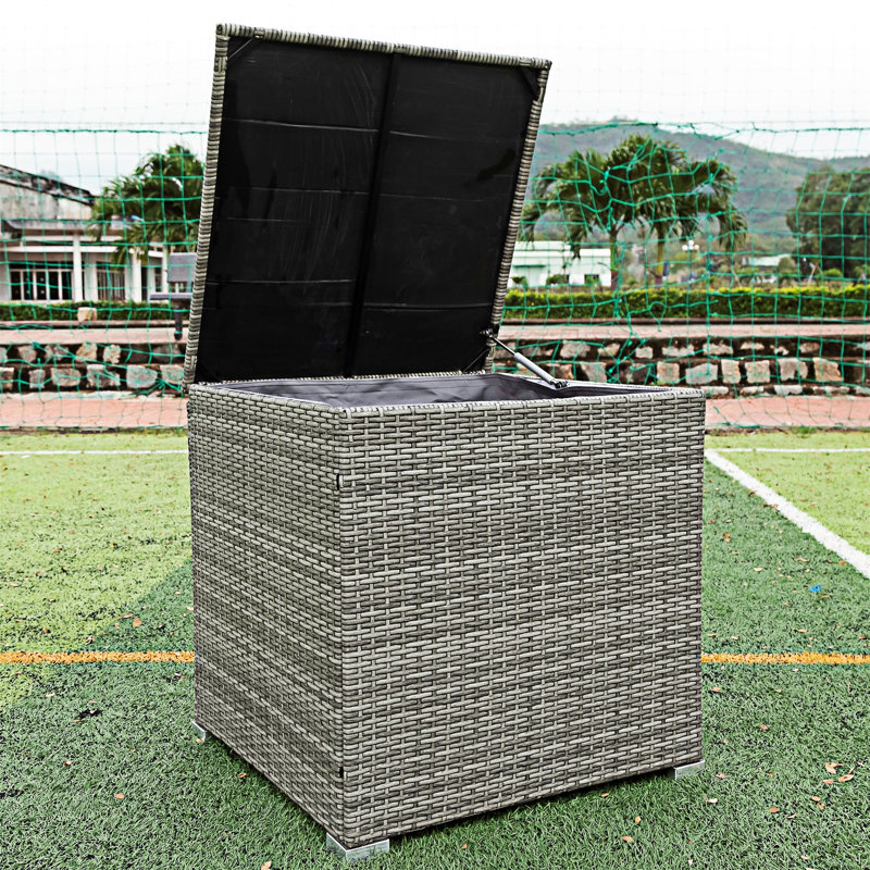 Ensemble de canapé modulaire d'extérieur 4 pièces avec boîte de rangement, Gris