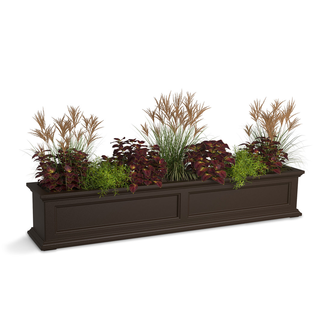 The Anastasiya Resin Window Box Planter with Water Reservoir Winston Porter Color: Espresso Size: 10.8" H x 60" W x 11" D