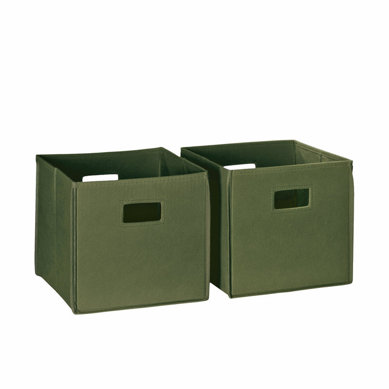 Olive Green Collapsible Plastic Cube Storage Bins, Set of 2