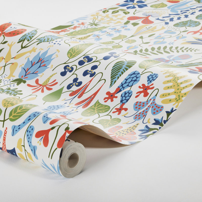 Papier peint Borarystapeter Herbarium, Blanc / Vert / Jaune