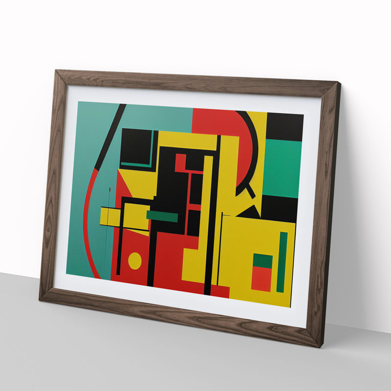 Abstract Bauhaus Art Vol.5 - Single Picture Frame Painting, Walnut, 34cm H x 46cm W x 2cm D