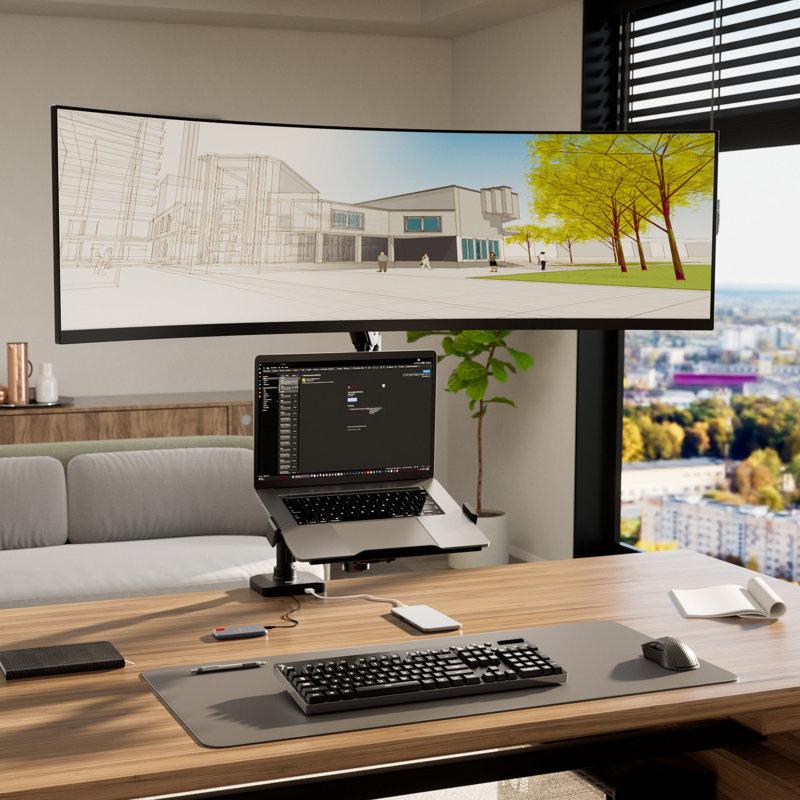Montez-le! Support robuste pour moniteur et ordinateur portable avec poteaux et bras à ressort pour écrans de 49 po ou moins