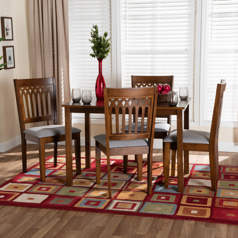 Ensemble repas pour 4 personnes Leesville, Gris, Noyer brun