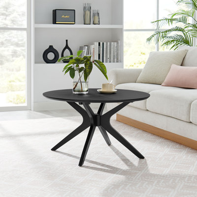 Crossroads Round Wood Coffee Table In Black